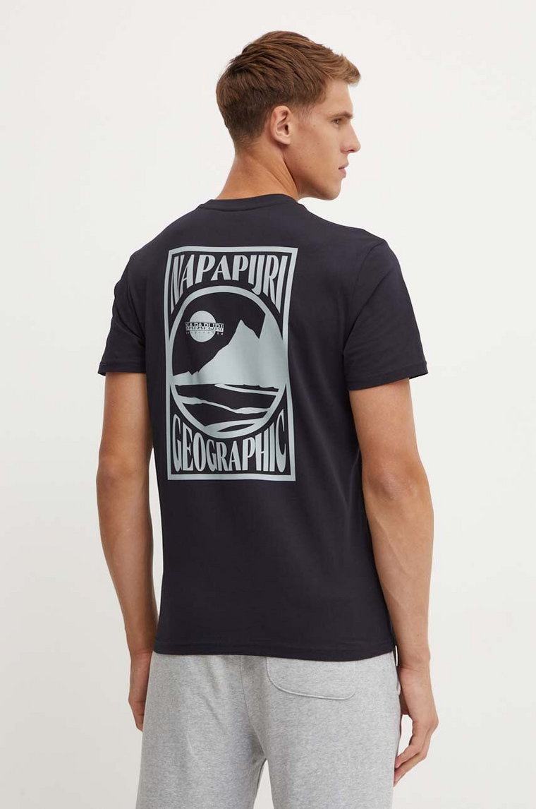 Napapijri t-shirt bawełniany S-Mele męski kolor czarny z nadrukiem NP0A4IN40411