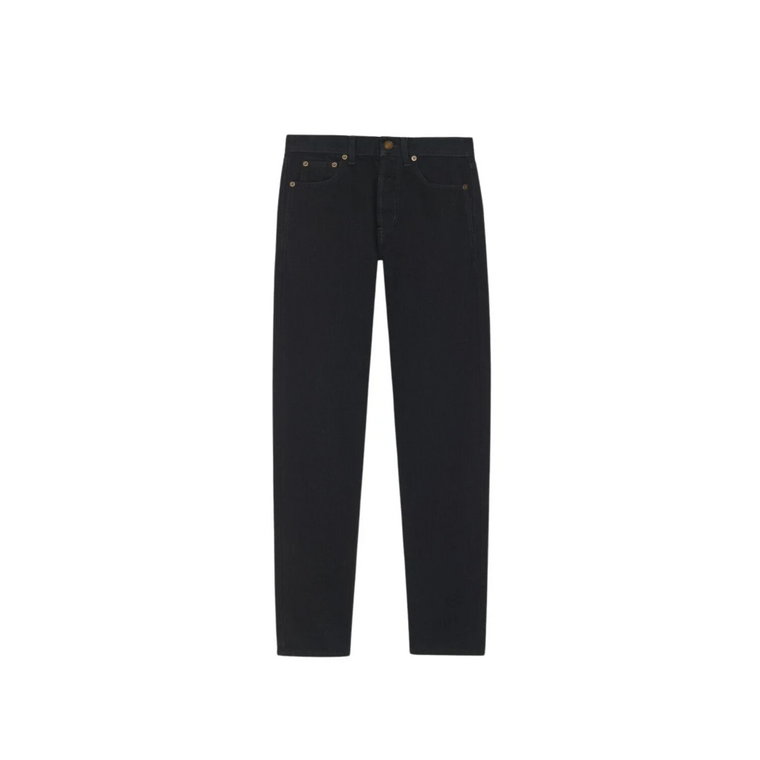 Wąskie, wysokotaliowane czarne jeansy Saint Laurent