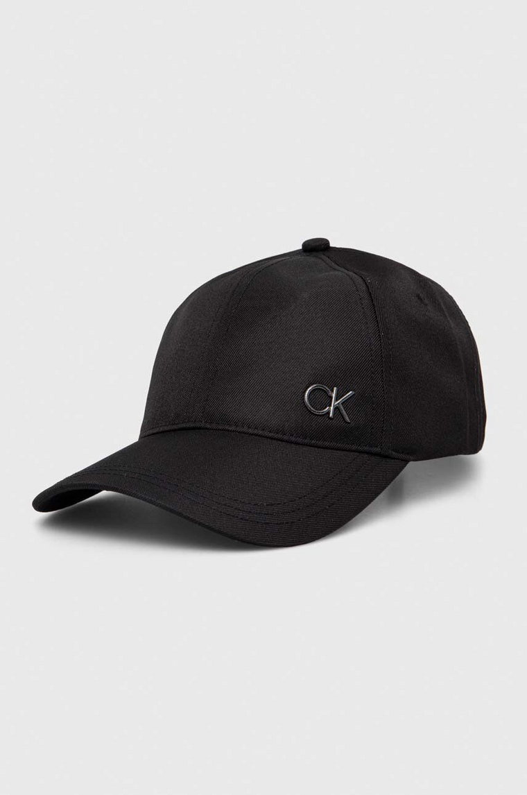 Calvin Klein czapka z daszkiem kolor czarny gładka