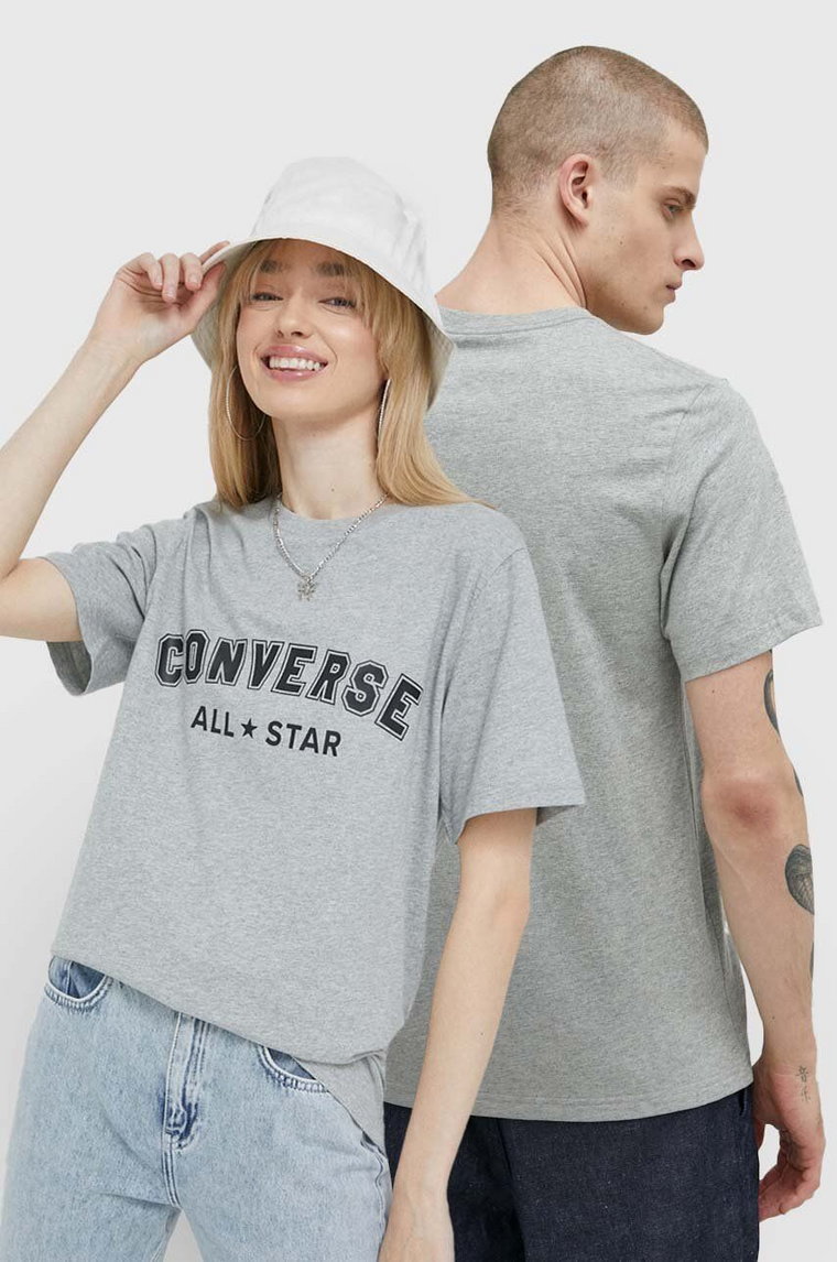Converse t-shirt bawełniany kolor szary z nadrukiem 10024566.A03-VINTAGEGRE
