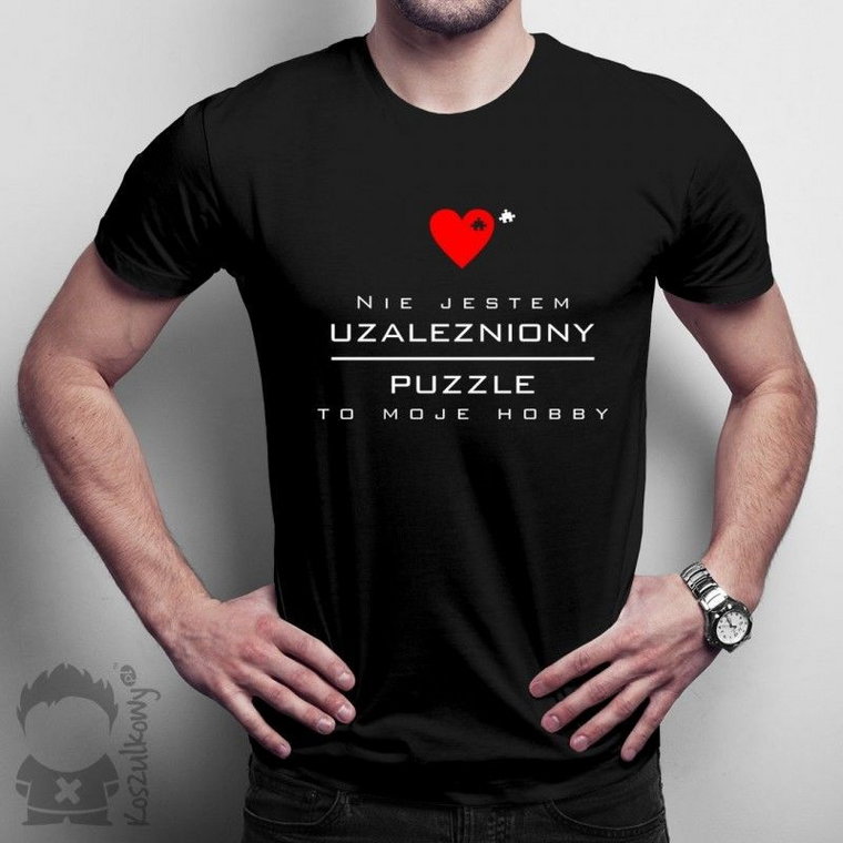 Nie jestem uzależniony, puzzle to moje hobby - męska koszulka z nadrukiem