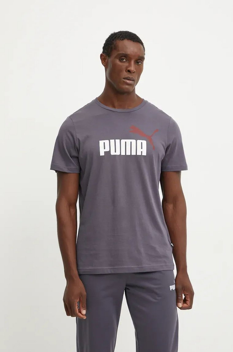 Puma t-shirt bawełniany męski kolor szary z nadrukiem 586759