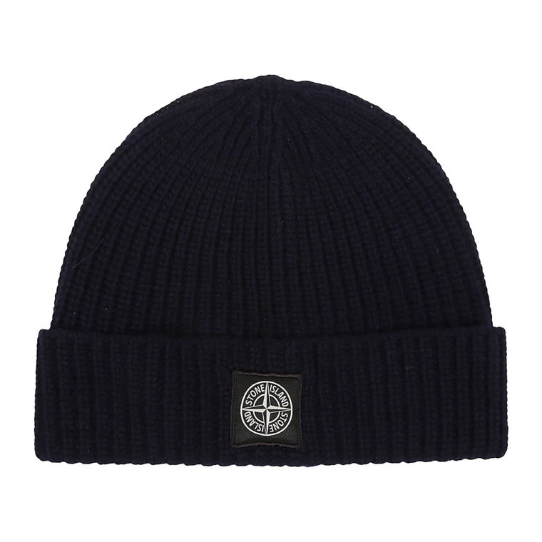 Granatowa Czapka Beanie, Ciepła i Stylowa Stone Island