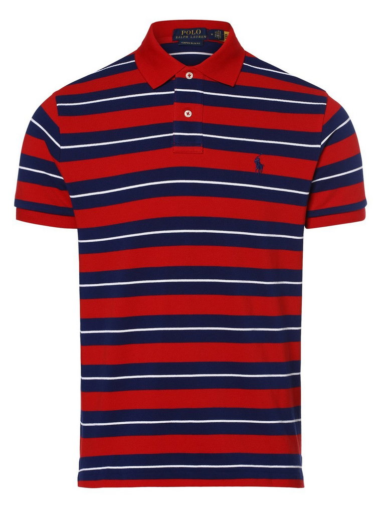 Polo Ralph Lauren - Męska koszulka polo  Custom Slim Fit, niebieski|czerwony
