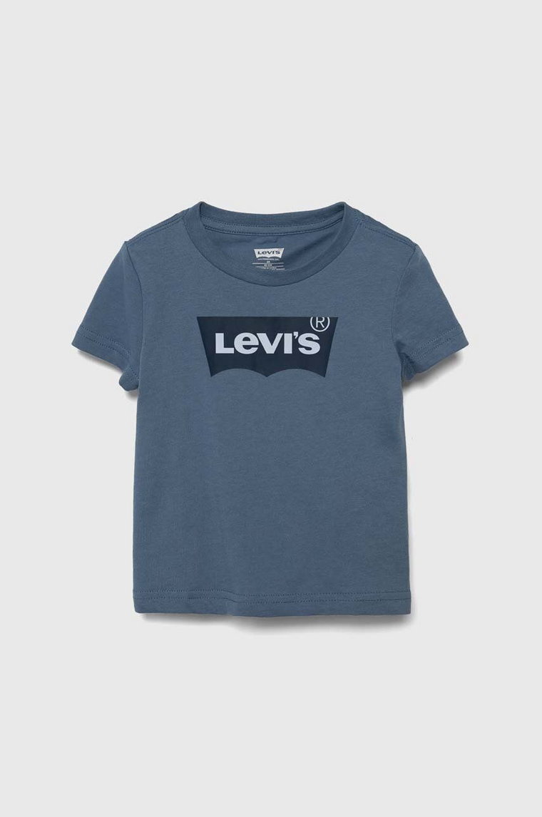 Levi's t-shirt bawełniany dziecięcy kolor niebieski z nadrukiem