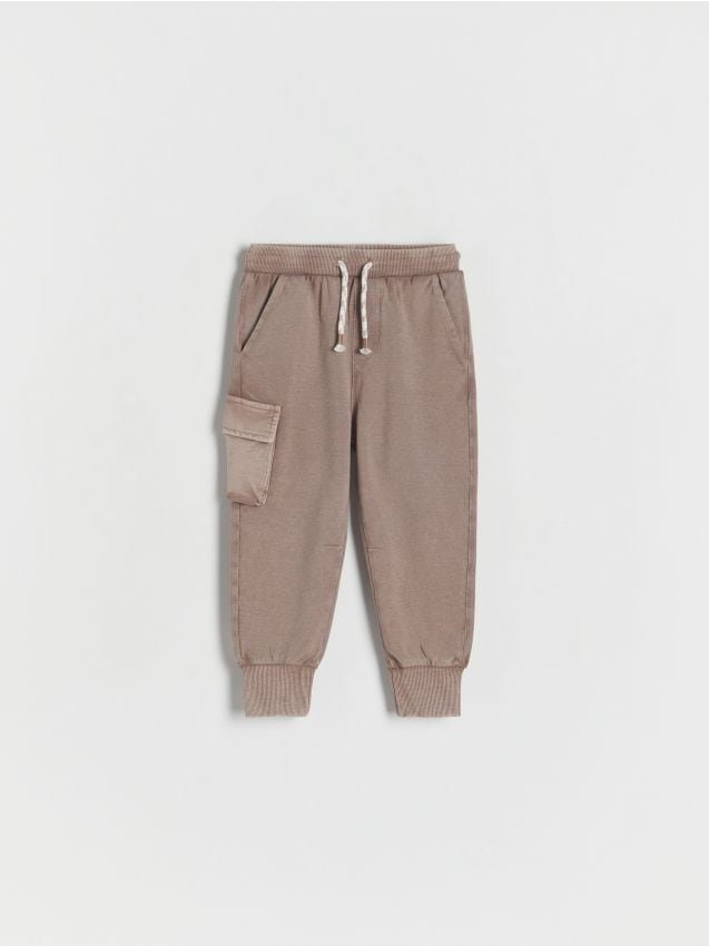 Reserved - Dresowe spodnie jogger - brązowy