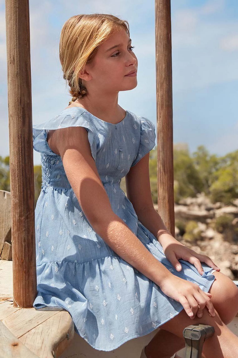 Mayoral sukienka dziecięca kolor niebieski mini rozkloszowana