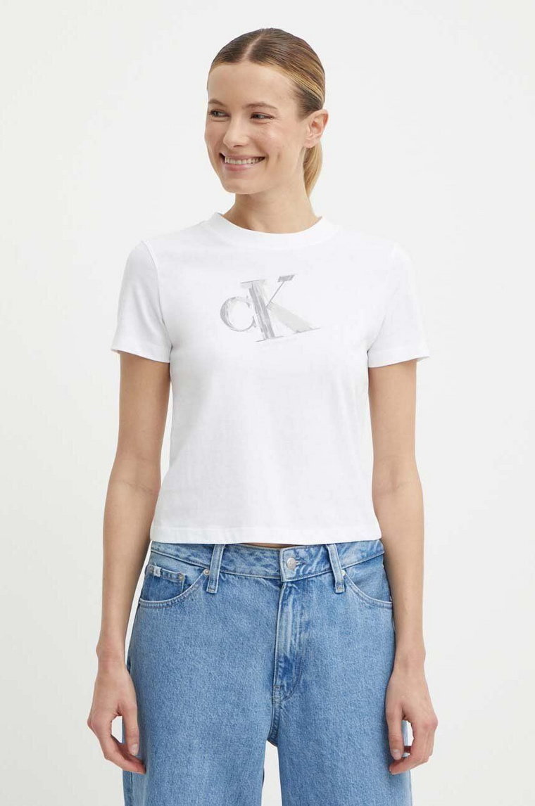 Calvin Klein Jeans t-shirt bawełniany damski kolor biały J20J223165