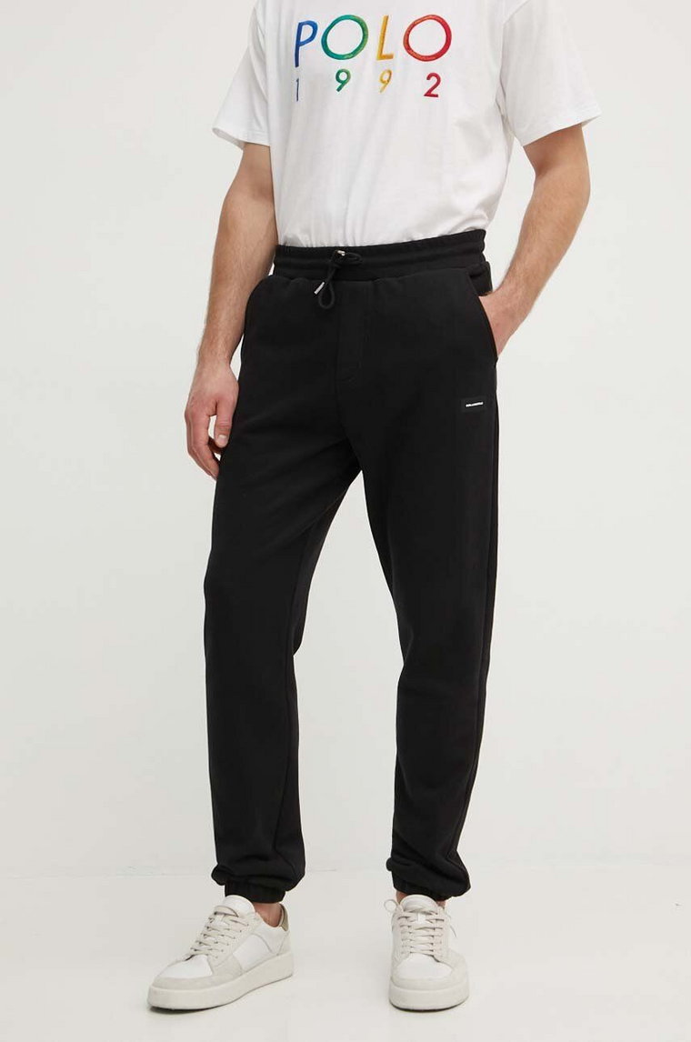 Karl Lagerfeld spodnie dresowe bawełniane kolor czarny gładkie 245M2112