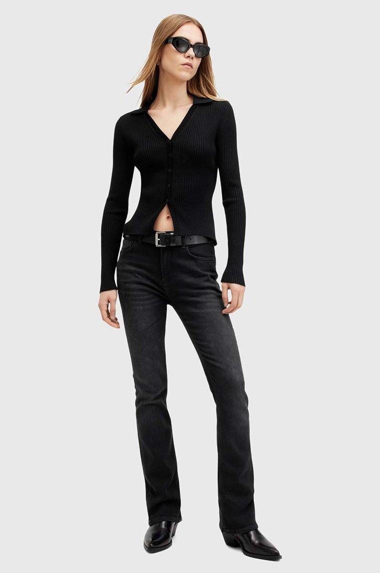 AllSaints jeansy bawełniane HALDAN SLIM BOOTCUT high waist W061EB