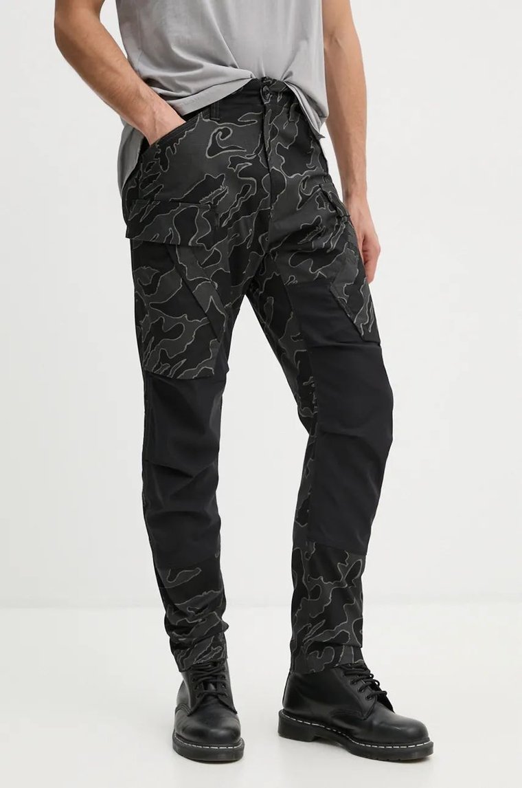 G-Star Raw spodnie bawełniane kolor czarny w fasonie cargo D25185-D386