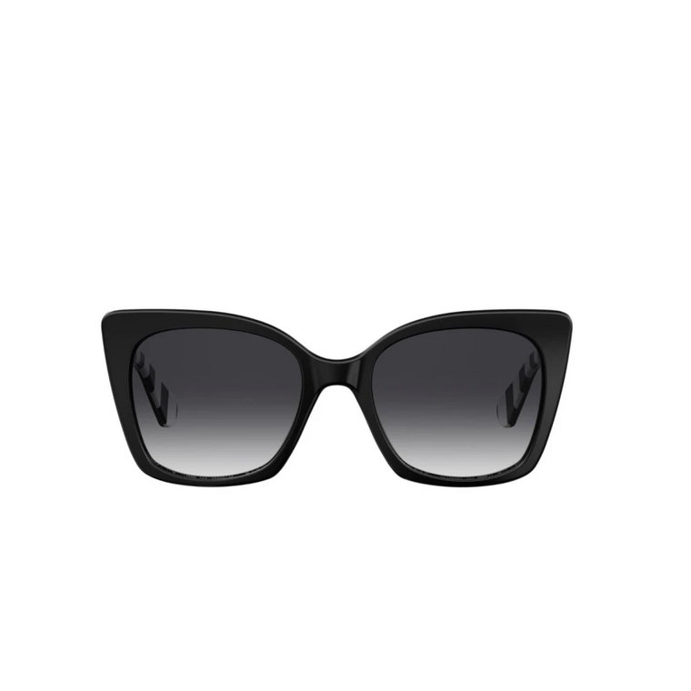 Okulary Przeciwsłoneczne Motylkowe Czarne z Złotym Logo Love Moschino