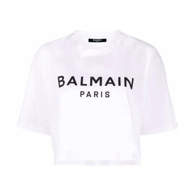 Biała Crop T-shirt Balmain
