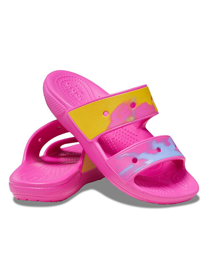 Crocs Klapki "Classic" w kolorze różowym ze wzorem