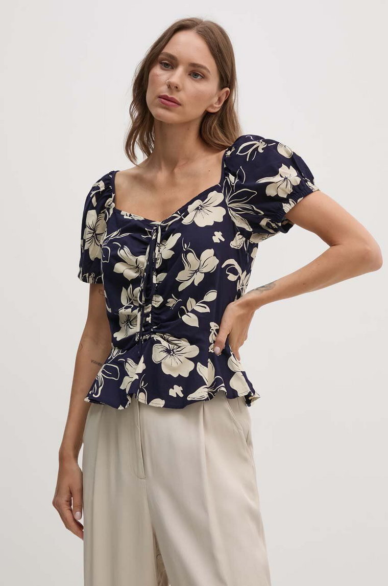 Polo Ralph Lauren bluzka bawełniana damska kolor granatowy wzorzysta 211935137