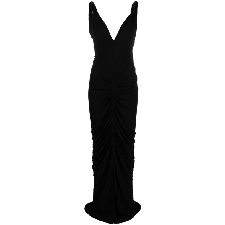 Czarna Zmarszczona Sukienka z Dekoltem w Serek Givenchy