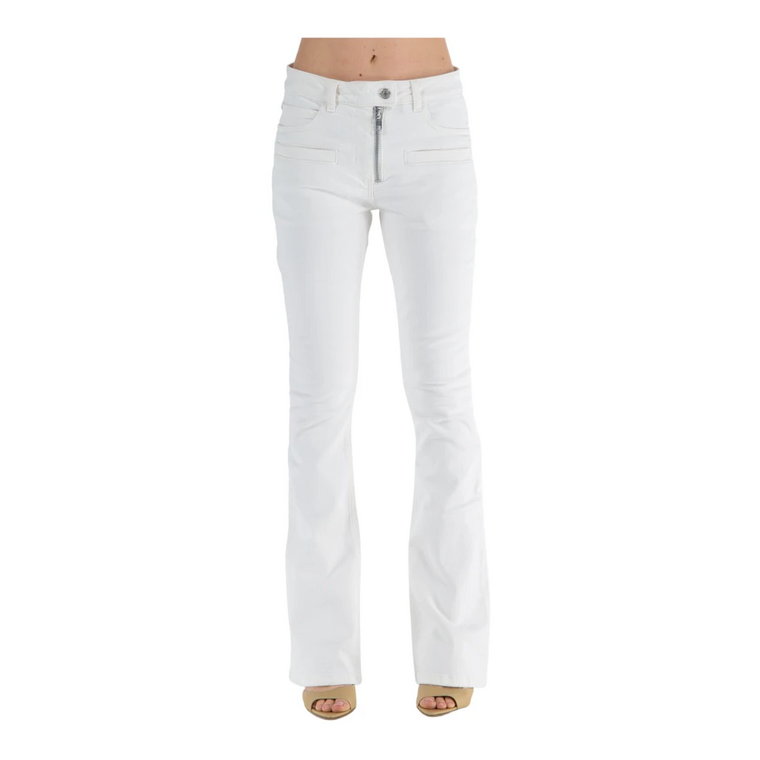 Białe jeansy z zamkiem i niskim stanem Courrèges