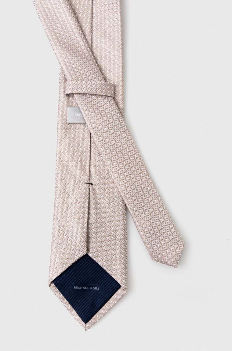 Michael Kors krawat jedwabny kolor beżowy