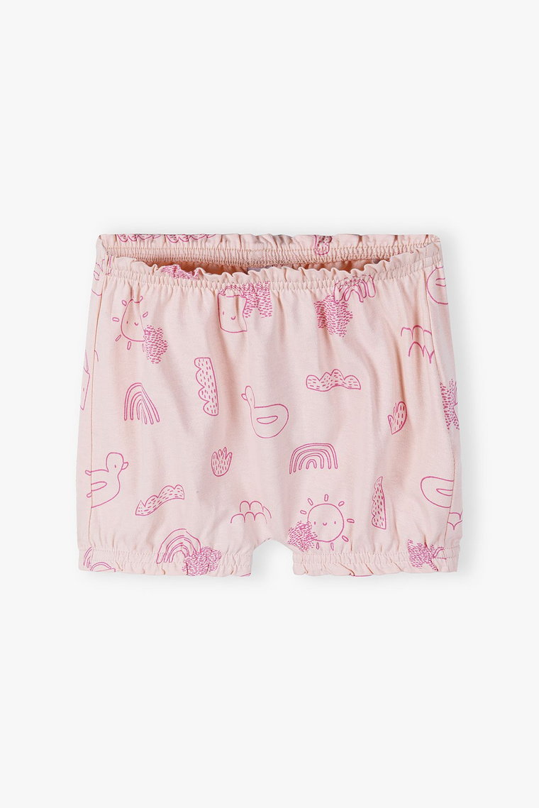 Bawełniane szorty we wzory dla niemowlaka - różowe