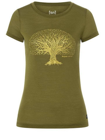 Super.natural Koszulka "Yoga tree" w kolorze oliwkowym