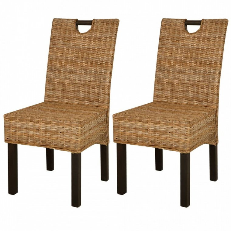 Krzesła do jadalni, 2 szt., rattan Kubu i drewno mango kod: V-243638