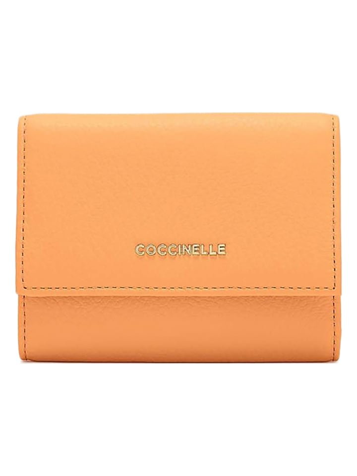 COCCINELLE Skórzany portfel w kolorze pomarańczowym - 14 x 10 x 2 cm
