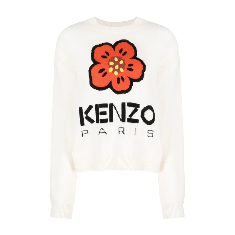 Biała Sweter z Motywem 'Boke Flower' Kenzo