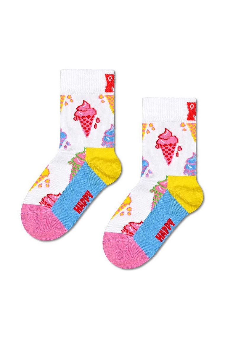 Happy Socks skarpetki dziecięce Kids Ice Cream Sock kolor biały