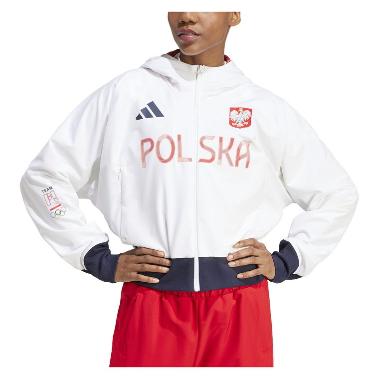 Bluza damska adidas NOC Poland Z.N.E. Podium Full-Zip biała JF6671