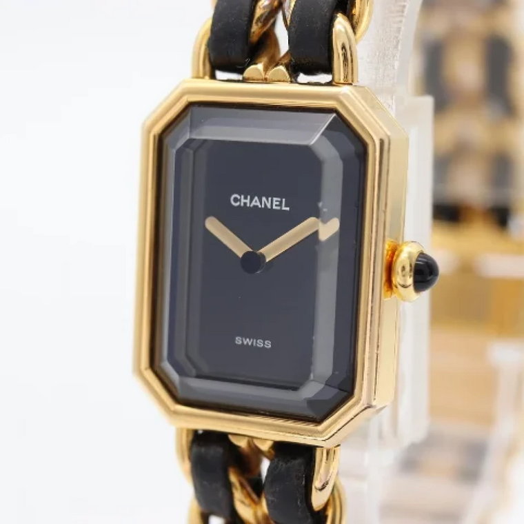 Używany Czarny Skórzany Zegarek Chanel Chanel Vintage