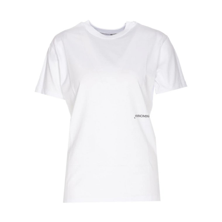 Biała Koszulka z Nadrukiem na Przodzie Hinnominate