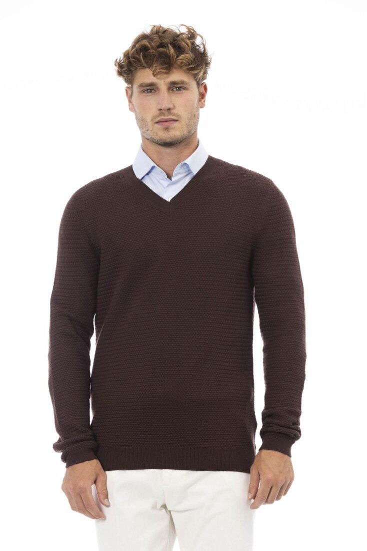 Swetry marki Alpha Studio model AU7021A kolor Brązowy. Odzież męska. Sezon: