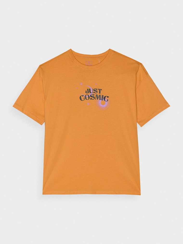 T-shirt z nadrukiem dziewczęcy - pomarańczowy