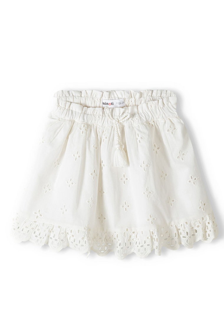 Biała spódniczka krótka haftowana z bawełny
