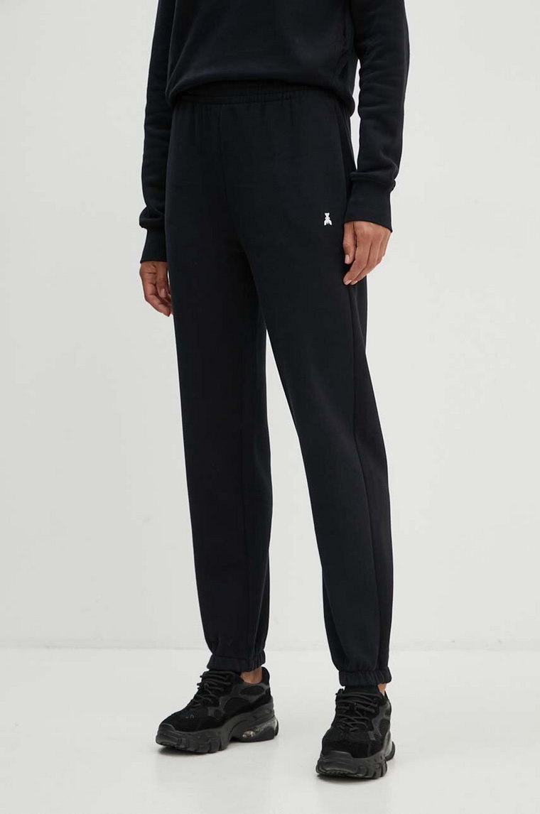 Patrizia Pepe spodnie dresowe bawełniane kolor czarny gładkie 8P0618 J079