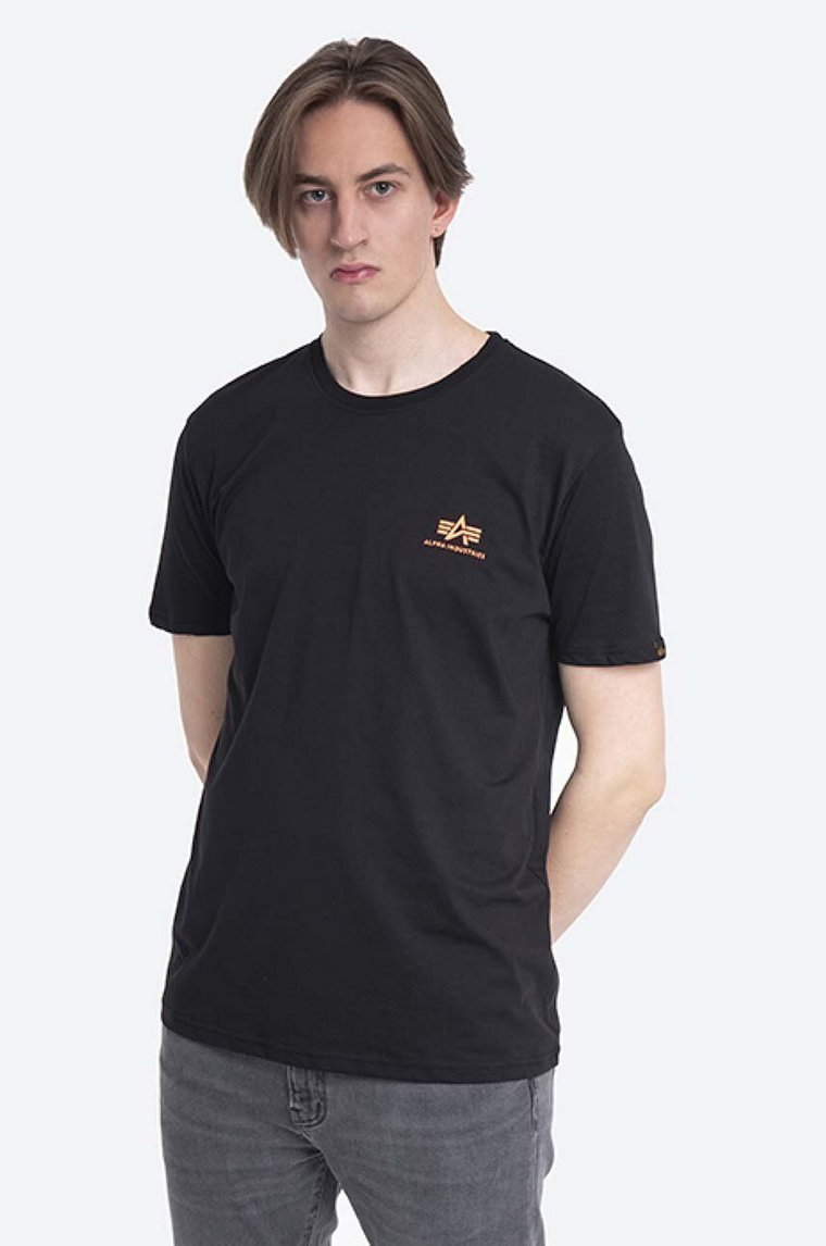 Alpha Industries t-shirt bawełniany kolor czarny z nadrukiem 128507RP.614-CZARNY