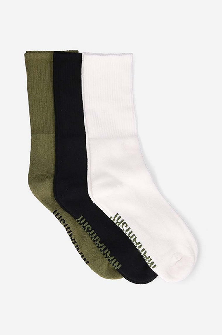 Maharishi skarpetki Sports Socks 3-pack kolor zielony 9744.OLIVE-OLIVE