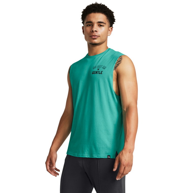 Męski top treningowy Under Armour Project Rock SMS SL Tank Q4 - turkusowy