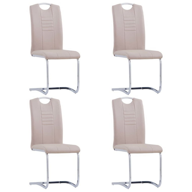 vidaXL Krzesła stołowe, wspornikowe 4 szt., cappuccino, sztuczna skóra