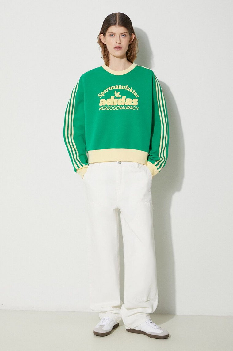 adidas Originals bluza Retro GRX Sweat damska kolor zielony z nadrukiem IT9872