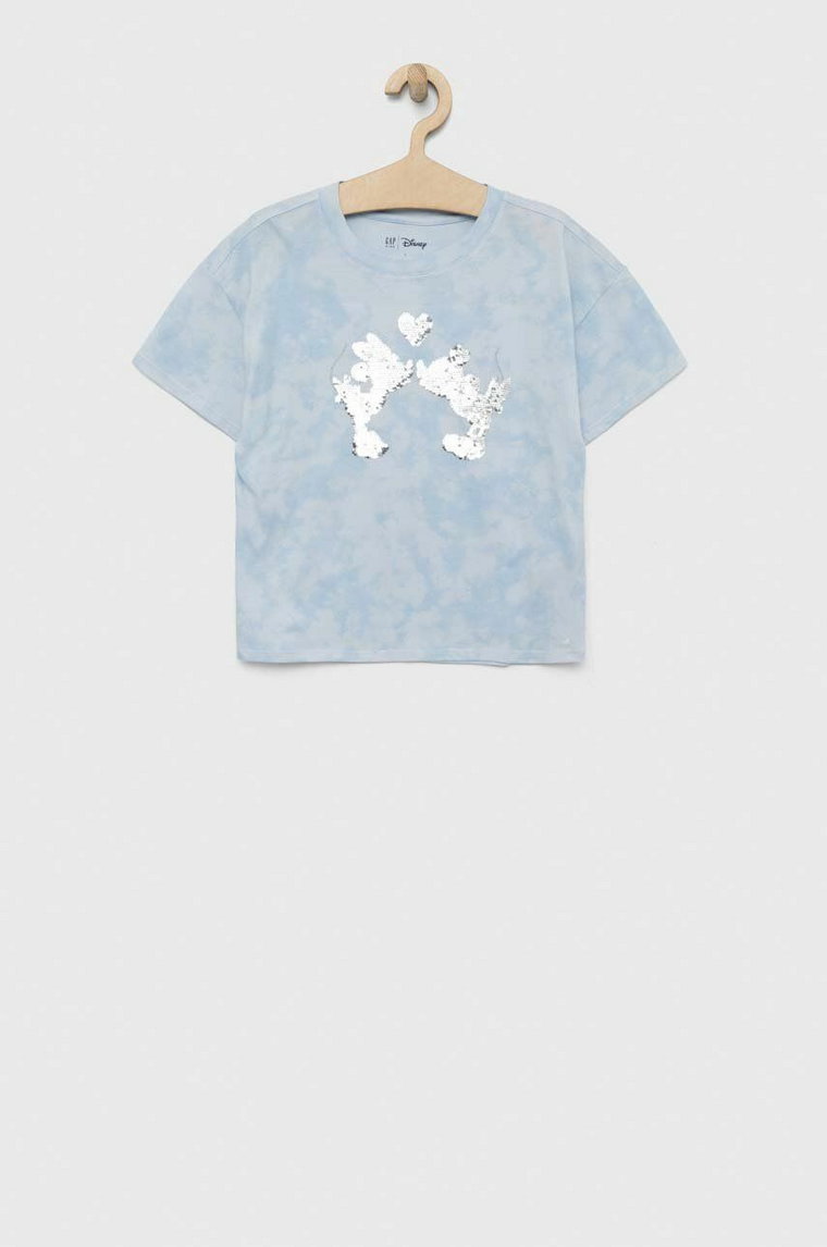 GAP t-shirt bawełniany dziecięcy x Myszka Miki kolor niebieski