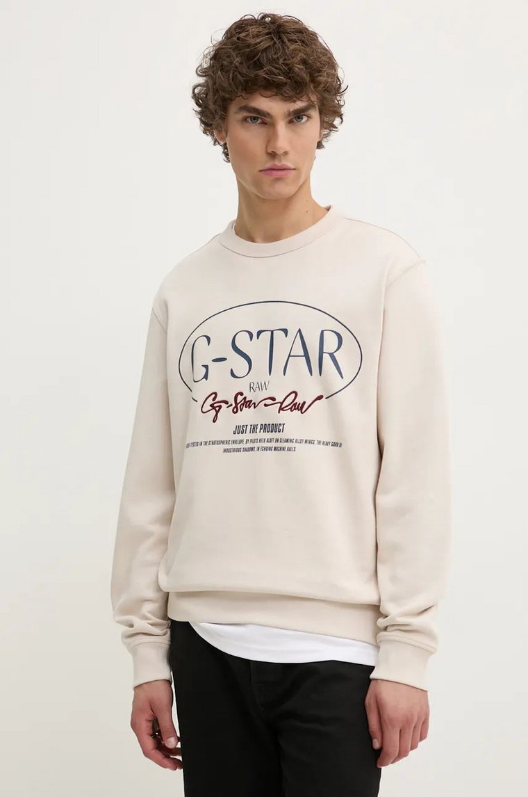 G-Star Raw bluza męska kolor beżowy z nadrukiem D25100-D257