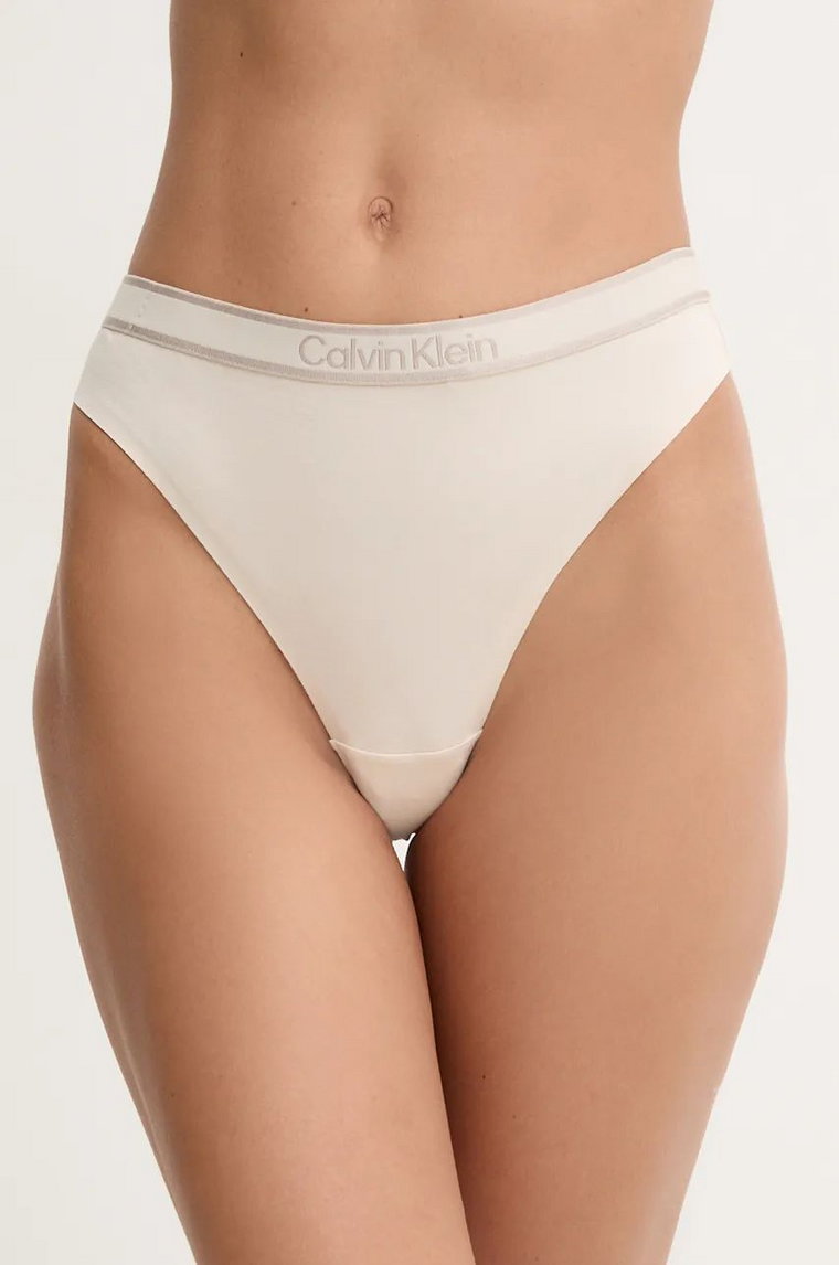 Calvin Klein Underwear stringi kolor beżowy 000QF7954E