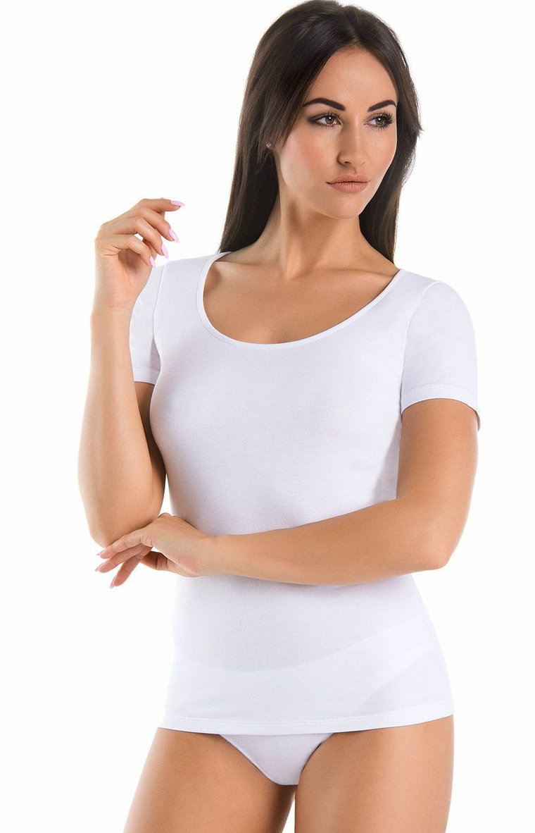 Koszulka damska gładki t-shirt biała 2502, Kolor biały, Rozmiar XS, Teyli