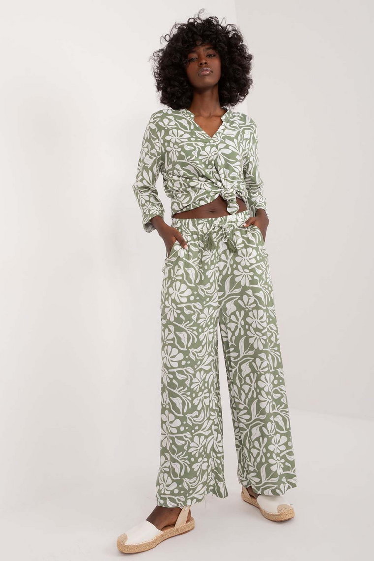 Letnie spodnie damskie z wiskozy Sublevel zielone