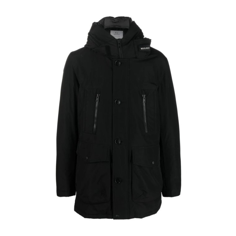 Czarna Kurtka Parka Zimowa Woolrich