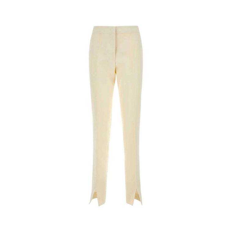 Ivory Spodnie Slim-Fit z Wiskozy Jil Sander