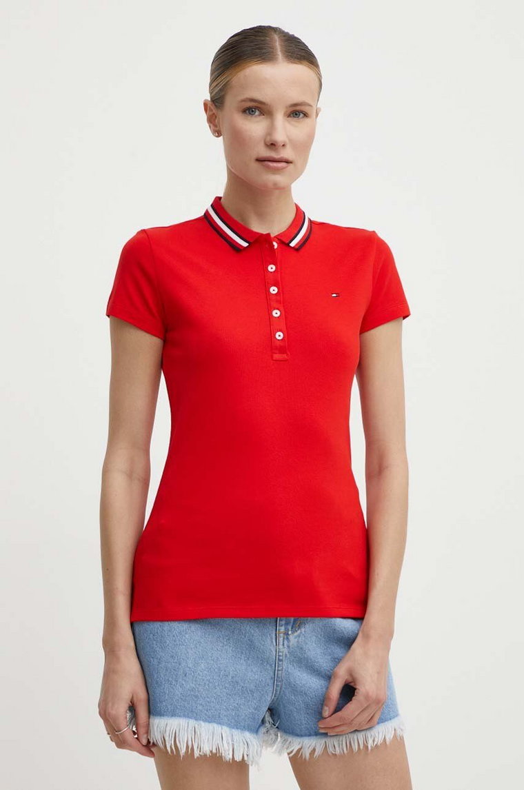 Tommy Hilfiger polo damski kolor czerwony WW0WW42749