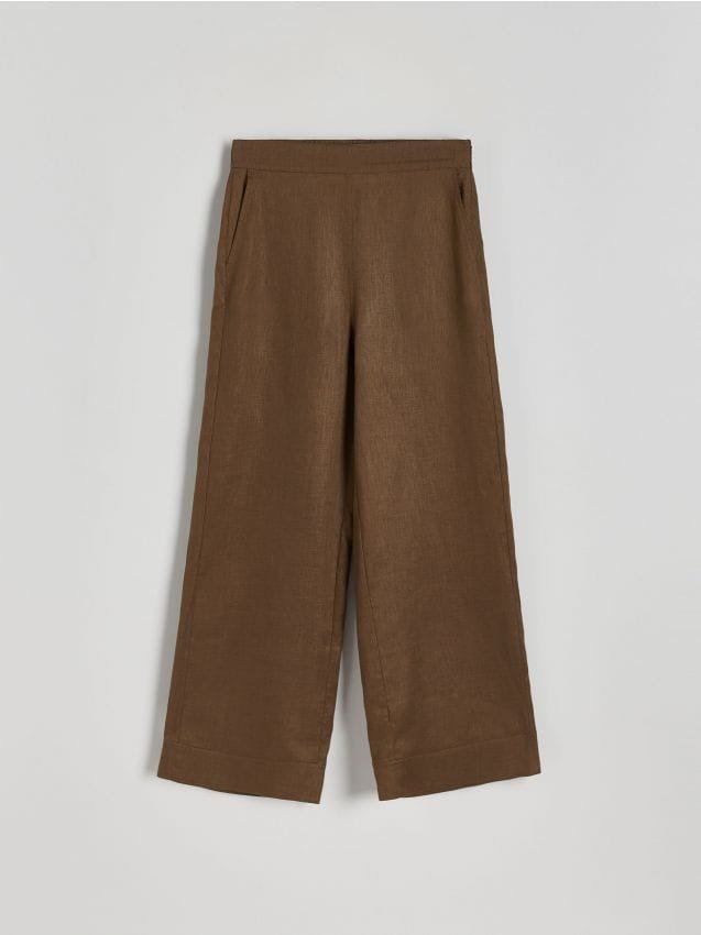 Reserved - Spodnie lniane - brązowy