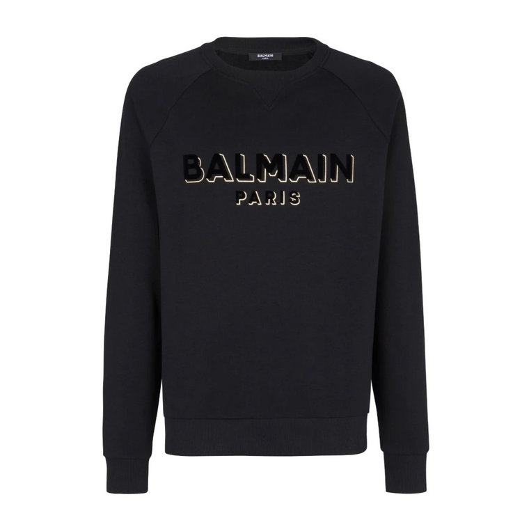 Czarny Sweter z Logo na Koszulce Balmain
